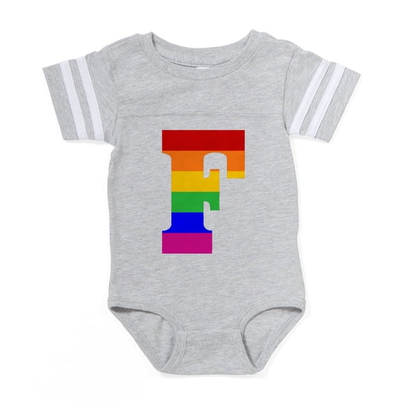 CafePress - Rainbow Letter F - Cute Infant Baby Football Bodysuit