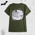 thumbnail image 6 of TANGQIOP Women'S T-Shirts Tops Halloween Funny Pumpkin Letter Short Cap Top Sleeve Crew Neck Tee Irregular Hem Loose Fit Army Green XL, 6 of 7