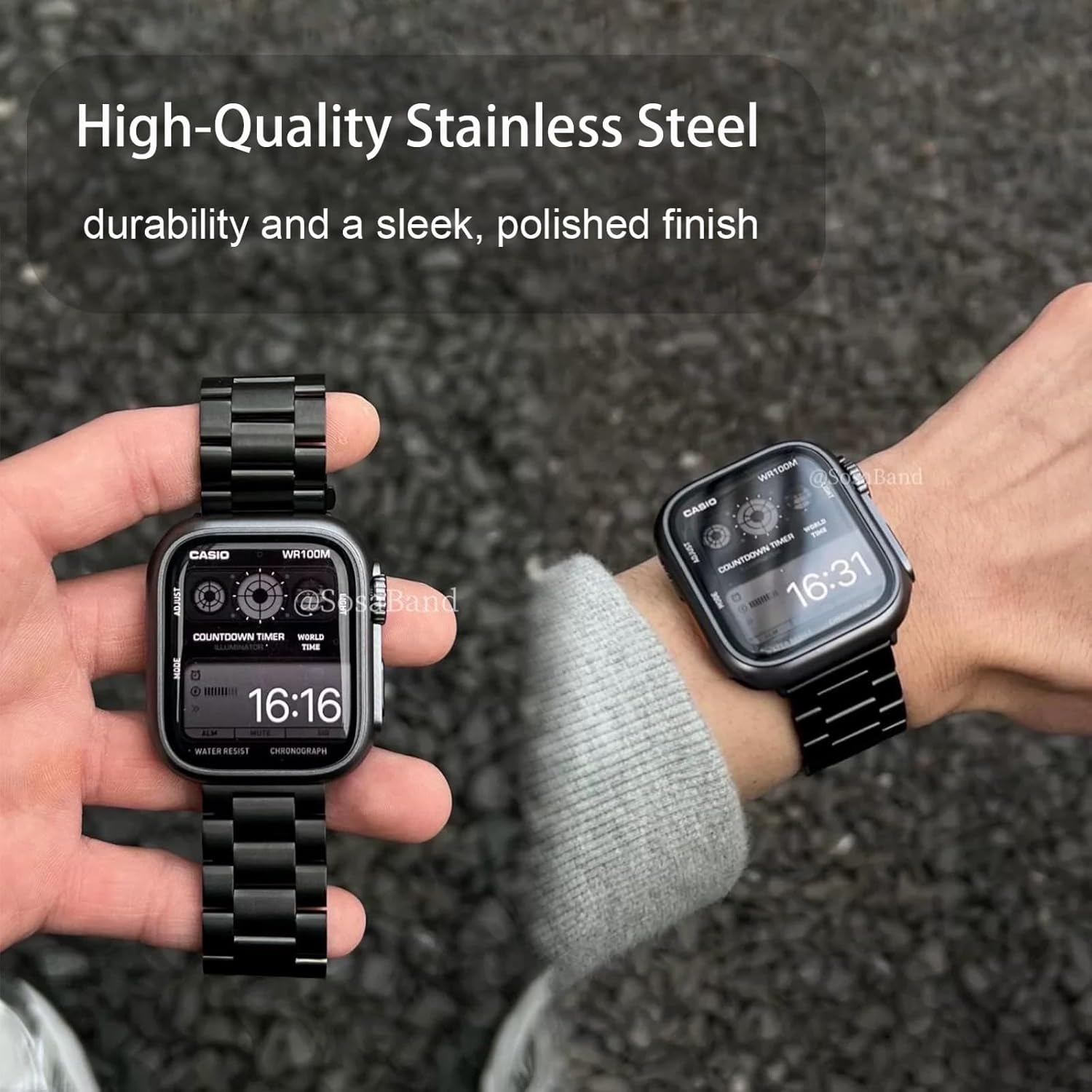 MKEUDQ-Compatible with YMZ Smartwatch Band, Stainless Steel Metal Replacement Straps Compatible with YMZ TGW01 Smartwatch, Compatible with YMZ GTX13 Smartwatch Bands
