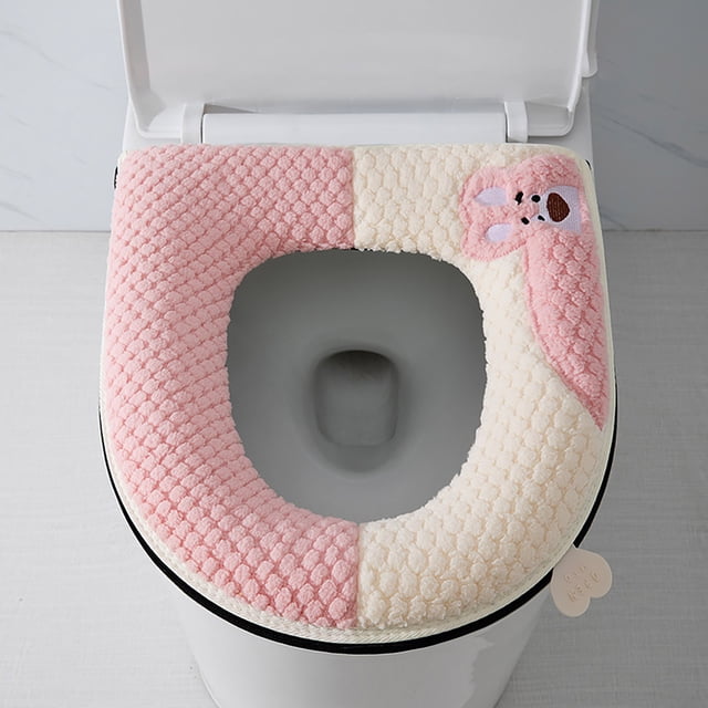 Xihbxyly Cojín para Asiento de Inodoro, Diseño de Ositos Adorables, Material Suave con Tiras Adhesivas, Asa Cómoda para Un Uso Fácil, Perfecto para El Hogar o La Oficina, Se Adapta a La Mayoría de Lo