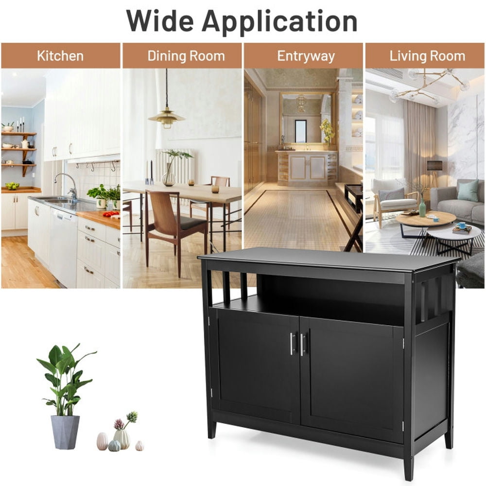 Finihen Kitchen Storage Cabinet, Buffet Sideboard, Modern Practical Wooden Kitchen Lockers with Large Storage Space, for Dining Room, Kitchen, Living Room, Black Finihen Kitchen Storage Cabinet, Buffet Sideboard, Modern Practical Wooden Kitchen Lockers with Large Storage Space, for Dining Room, Kitchen, Living Room, Black