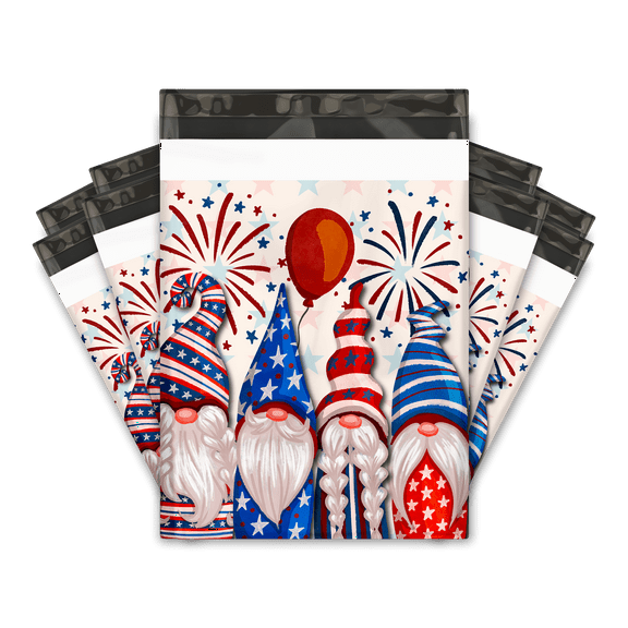 10x13 Patriotic Gnomes Designer Poly Mailers Shipping Envelopes Premium Printed Bags