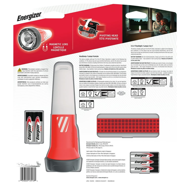 Lampe frontale 2 LED Energizer + 2 AA