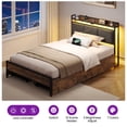 thumbnail image 3 of Greenstell Twin Size Bed Frame with Storage Headboard, LED Lights, Charging Station, 4 Drawers, Heavy-Duty Metal Platform Bed with USB & Type-C Ports,Rustic Brown, 3 of 7