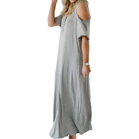 SySea - Summer Cold Shoulder Women Solid Casual Long Dress - Walmart ...