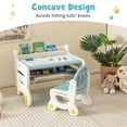 thumbnail image 4 of Costway Kids Drawing Table & Chair Set for Reading Playing with Pens & Blackboard Eraser Blue, 4 of 10