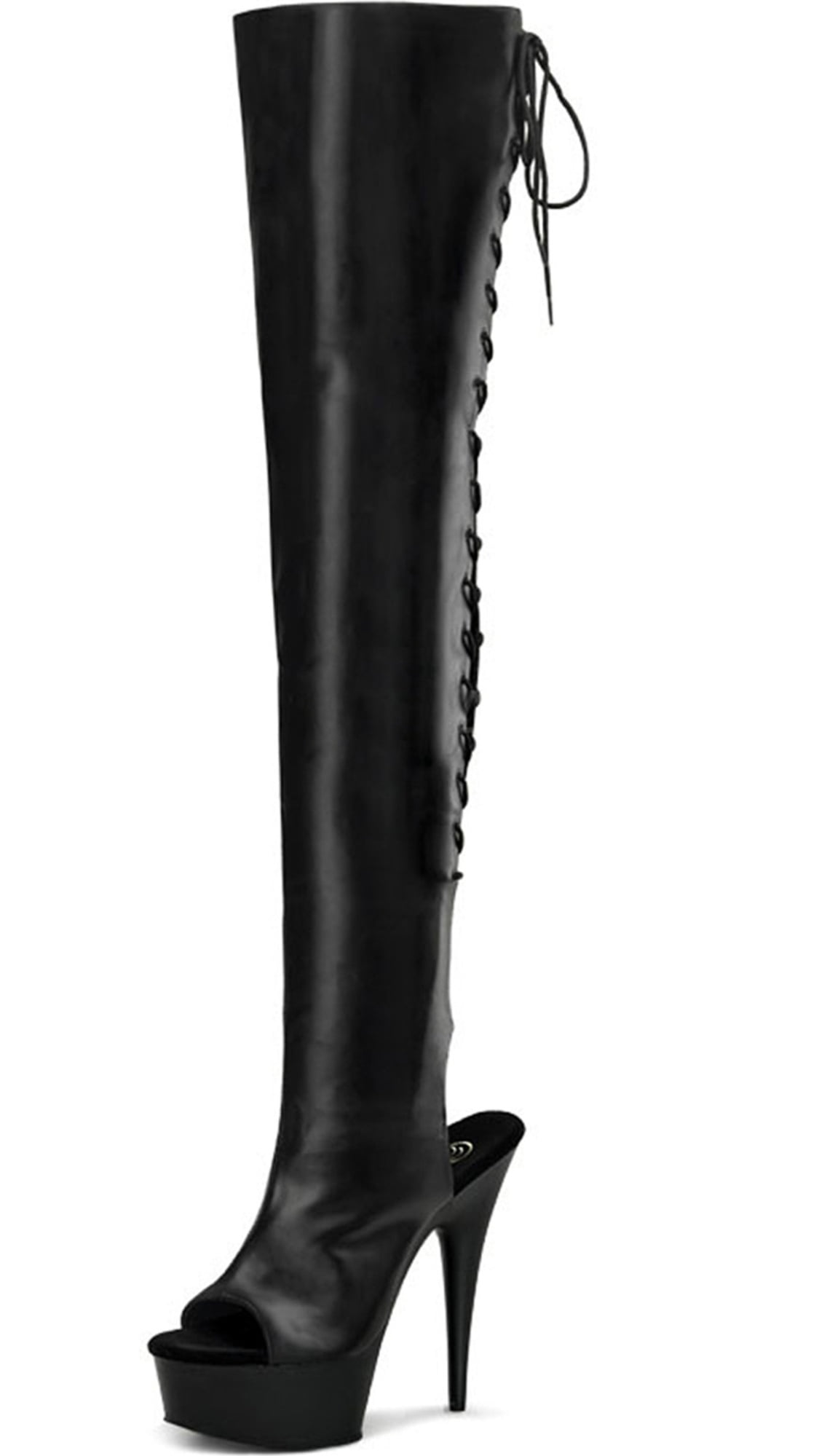 black thigh high boots 3 inch heel