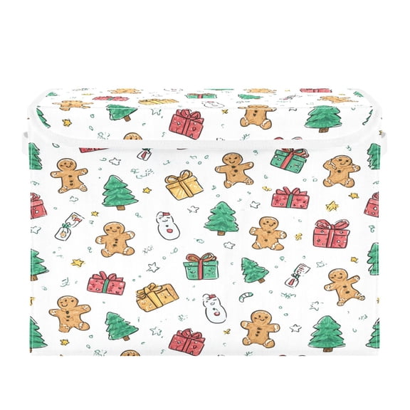 Storage Box With Lid 16.5x12.6x11.8In Foldable Stacked Household Storage Box Christmas Gift Cute