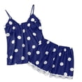 thumbnail image 5 of BRICH Women's 2 Piece Polka Dot Printed Satin Lace Cami Top and Shorts Pajama Set Blue S, 5 of 5