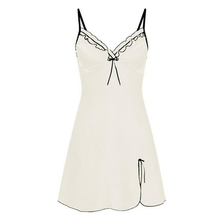 

Spdoo Women Lingerie V Neck Nightwear Satin Sleepwear Lace Chemise Mini Teddy