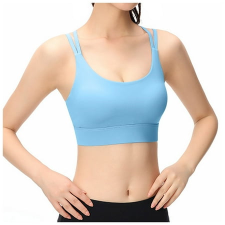 YHGFVOKJ Bras for Women Casual Breathable Sexy Large Size Non Padded Cups Smooth High Strength Yoga Running Sports Bra Underwear Seamless Bras for Women Blue XL