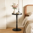 thumbnail image 7 of Beuway Small Round Side Table with Raised-Edge Tabletop,Modern Coffee End Table with Soild Wood Leg(Black), 7 of 7