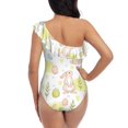 thumbnail image 5 of Salouo Easter Rabbit Pattern One Shoulder Ruffled One Piece Swimsuit for Women V Neck Swimwear Tummy Control Bathing Suit-Medium, 5 of 6