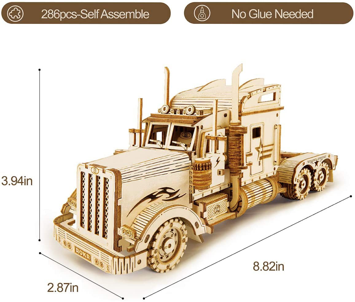 ROKR 3D Wooden Puzzle for s-Mechanical Car Model Kits-Brain Teaser Puzzles-Vehic 