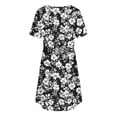 thumbnail image 7 of Nmnitkp Dresses for Women Casual Summer T-Shirt Dress, V-Neck Short Sleeve Empire Waist Loose Fit Flowy Mini Dress with Pockets, Solid Color for Everyday & Vacation Wear Black,S, 7 of 7