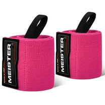 Meister 18" Elastic Weightlifting Wrist Wraps w/ Thumb Loops - Pink