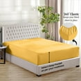 thumbnail image 4 of 700 Thread Count 3 Piece (1- Fitted Sheet + 2- Pillow cover) Quality 10 Inch Deep Pocket 100% Egyptian Cotton Color Gold Solid Size California King, 4 of 6