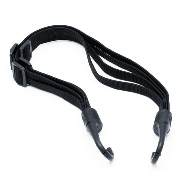Eigraketly Cuerda retráctil para casco, cuerda elástica Universal, correa de alta resistencia, cinturón, casco, cordón para equipaje con ganchos, Ciclismo Negro/90cm