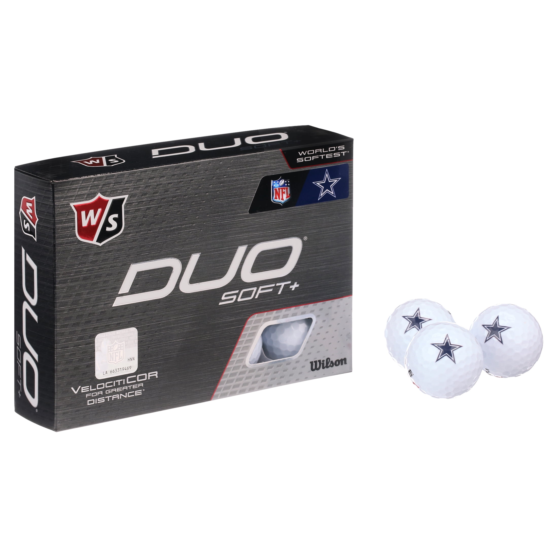 Wilson Staff Duo Soft + NFL Golf Balls White, Dallas Cowboys