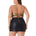 thumbnail image 3 of Camiseta sin mangas de fiesta con brillo para mujeres de tallas grandes Agnes Orinda, con cruce en la espalda, top corto 1X dorado, 3 of 6