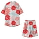 thumbnail image 5 of Conjunto casual de blusa y pantalones de playa de manga corta con estampado de botones para hombre Pompotops  oipoqjl35918, 5 of 5