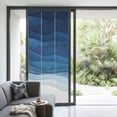 thumbnail image 2 of Non-Adhesive Static Cling Window Tint, Navy Blue Ombre Window Privacy Film Frosted, Abstract Modern Stripe Waves Moires Insulated Windows Frosted Films for Living room, 35.4 x 78.7 Inches, 2 of 9