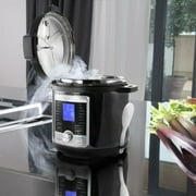 MegaChef 6-Qt. Stainless-Steel Electric Digital Pressure Cooker with Lid, Silver/Black