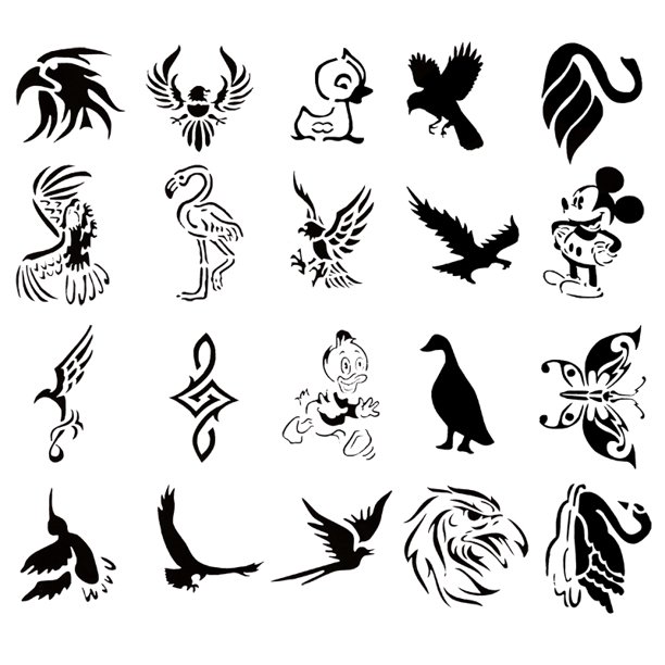 Self Adehsive Airbrush Tattoo Stencil Set Book Of 20 Bird Designs Templates Walmart Com Walmart Com
