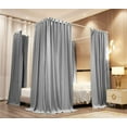 thumbnail image 6 of Elastic Roof Style Four Corner Post Princess Bed Canopy Curtains Cozy Breathable Tent Canopy Mosquito Net for Girls & Adults Bedroom Decoration (Grey, 70-78" W*86" L*82"*H/(King)), 6 of 7