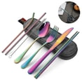thumbnail image 2 of Juego de Cubiertos Reutilizables con Estuche Utensilios de Viaje portátiles Juego de Cubiertos Juego de Cubiertos de Acero Inoxidable para Acampar 8 Piezas Incluye Cuchillo Tenedor Cuchara Palillos, 2 of 8