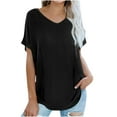 thumbnail image 2 of Njoeus Spring Tops for Women 2024, Womens Tops V Neck T Shirts Casual Short Sleeve Basic Tunic Top Ladies Loose Fitting Summer Tops Comfy Blouses Solid Color S-XXL, 2 of 8