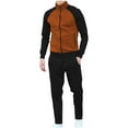 thumbnail image 2 of YHAJDS Outfit Sets Gentlemen Fashion Sets Mens Fall Winter Outfit Sets Men's Color Block Raglan High Neck Jacket With Pockets Long Sleeve Top And Elastic Waist Casual Sports Pants, 2 of 5