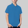 thumbnail image 5 of GiLiling Boys Short Sleeve Polo Shirts Cozy Collared Neckline Comfort Stretch Golf Shirt School Uniform (Blue, 11-12 Years), 5 of 9