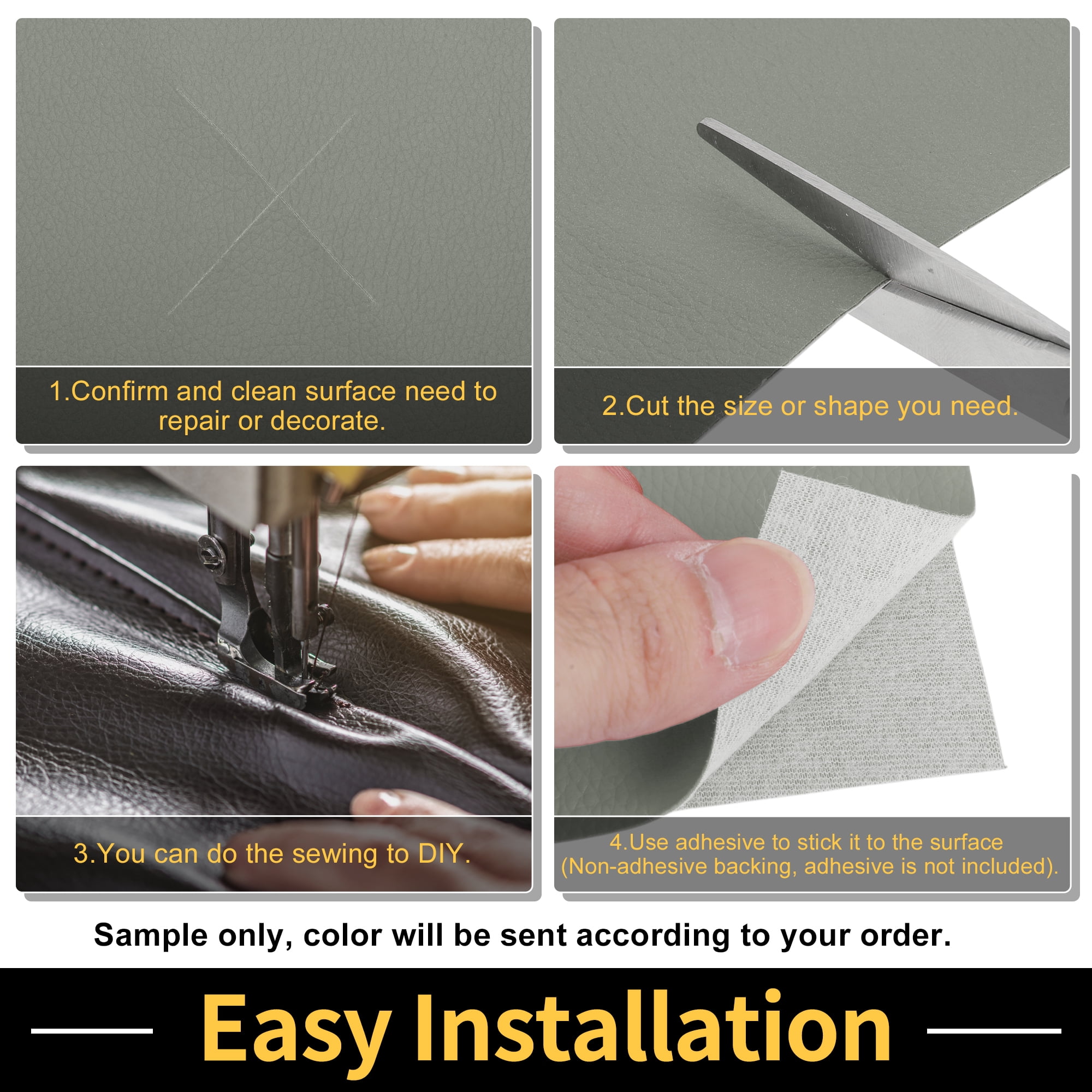 Unique Bargains Leather Fabric Upholstery Leather Repair Patch 274x137cm for Automotive Car Boat Seat Sofa Couches Chair Interior Trim DIY Dark Gray 1 Pcs
