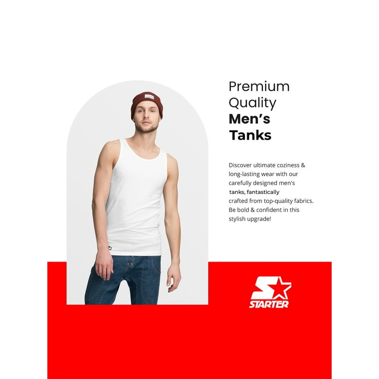 Starter Mens Tank Top Pack Breathable, Tagless Under Shirts for Men,  A-Shirt, 6-Pack 