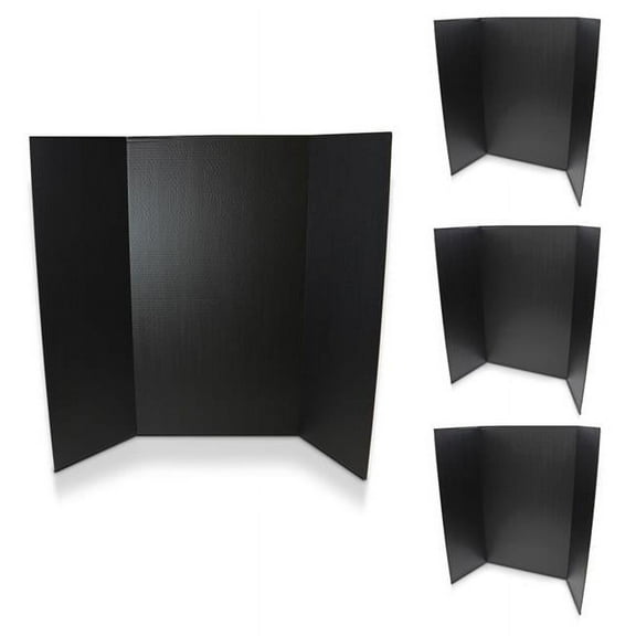 36' x 48' Black Presentation Project Board, Trifold Picture Board - 4 Pack