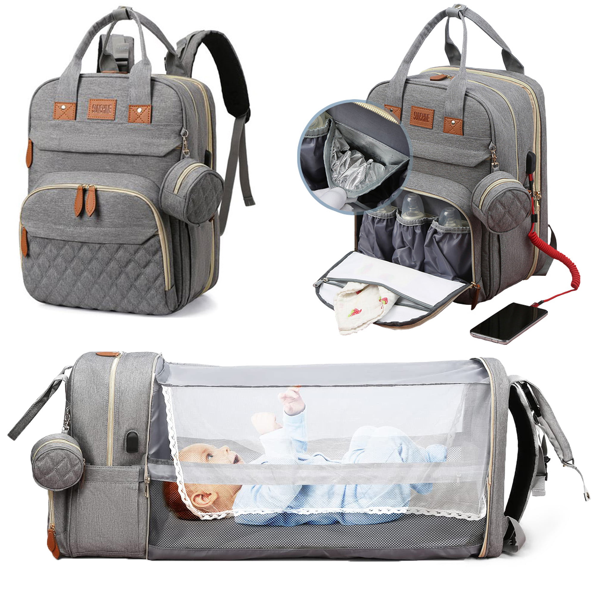 Navy Blue&Plus Himawari Travel Backpack Large Diaper Bag School Multi-Function Backpack for Women&Men 17.7x11.8x7.9 
