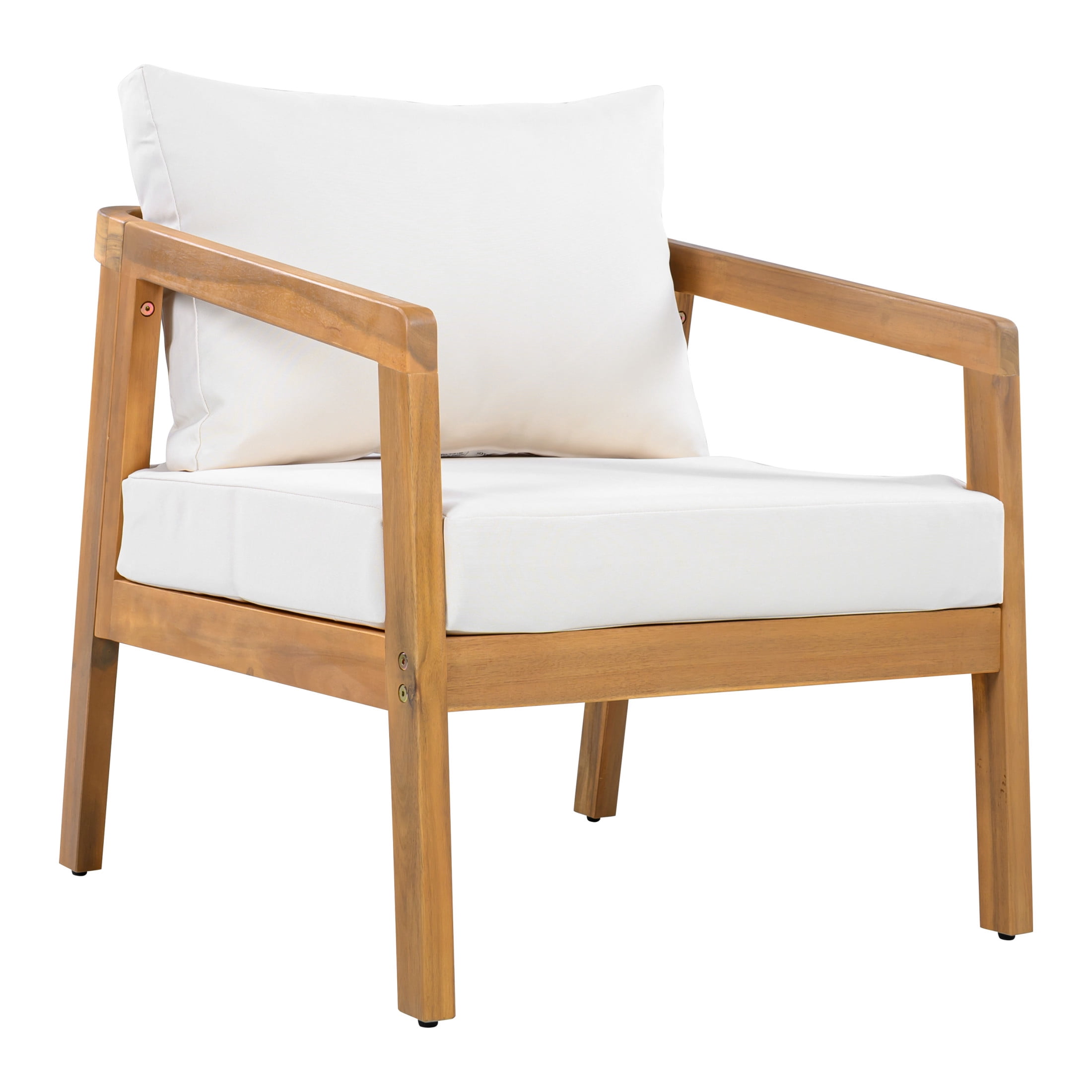 Christopher Knight Home 5-Piece Outdoor Patio Chat Set, Natural Acacia Wood Frame with Beige Cushions