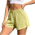 thumbnail image 3 of Women's Cotton Loose Shorts Pants, High Waist Slim Fit with Pockets, Casual Summer Beach & Active Outdoor Wear, Womens Shorts | UKHCCC,Yellow XL, 3 of 8