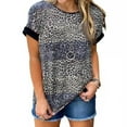 thumbnail image 1 of Nouveau T-Shirt à Manches Courtes Léopard pour Femmes Nouvelle Mode T-Shirt de Rue Grande Taille Col Rond Ample Décontracté, 1 of 6