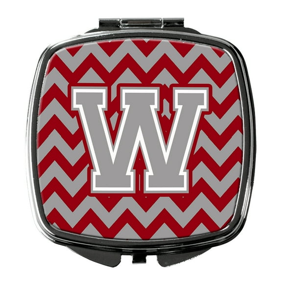Letter W Chevron Crimson and Grey   Compact Mirror