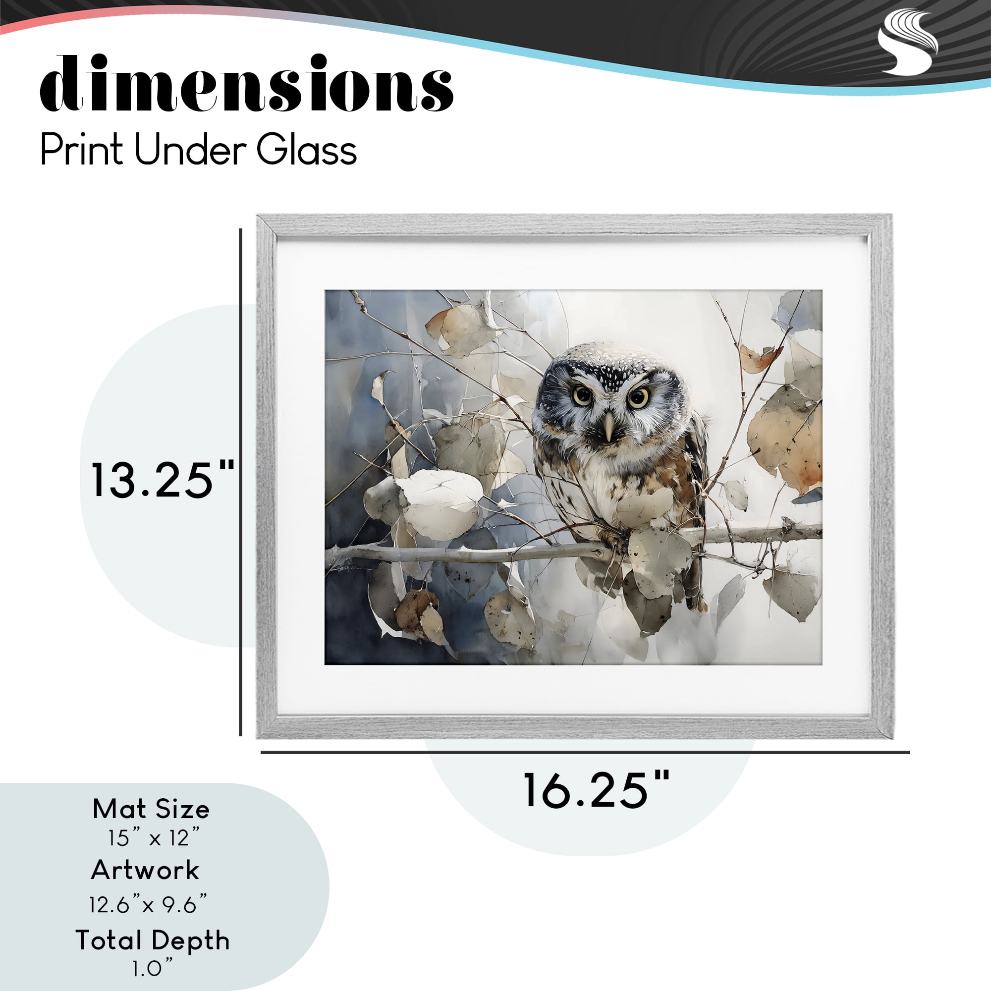 Stupell Industries Hoot Owl on Autumn Branch Gray Framed Print Under Glass, design by Franklyn Gregory