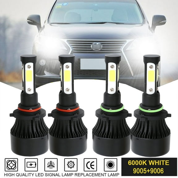 9005 9006 LED Headlight Bulb Kit for 1999-2003 Lexus RX300 High Low Beam Combo 4pc 6500K White
