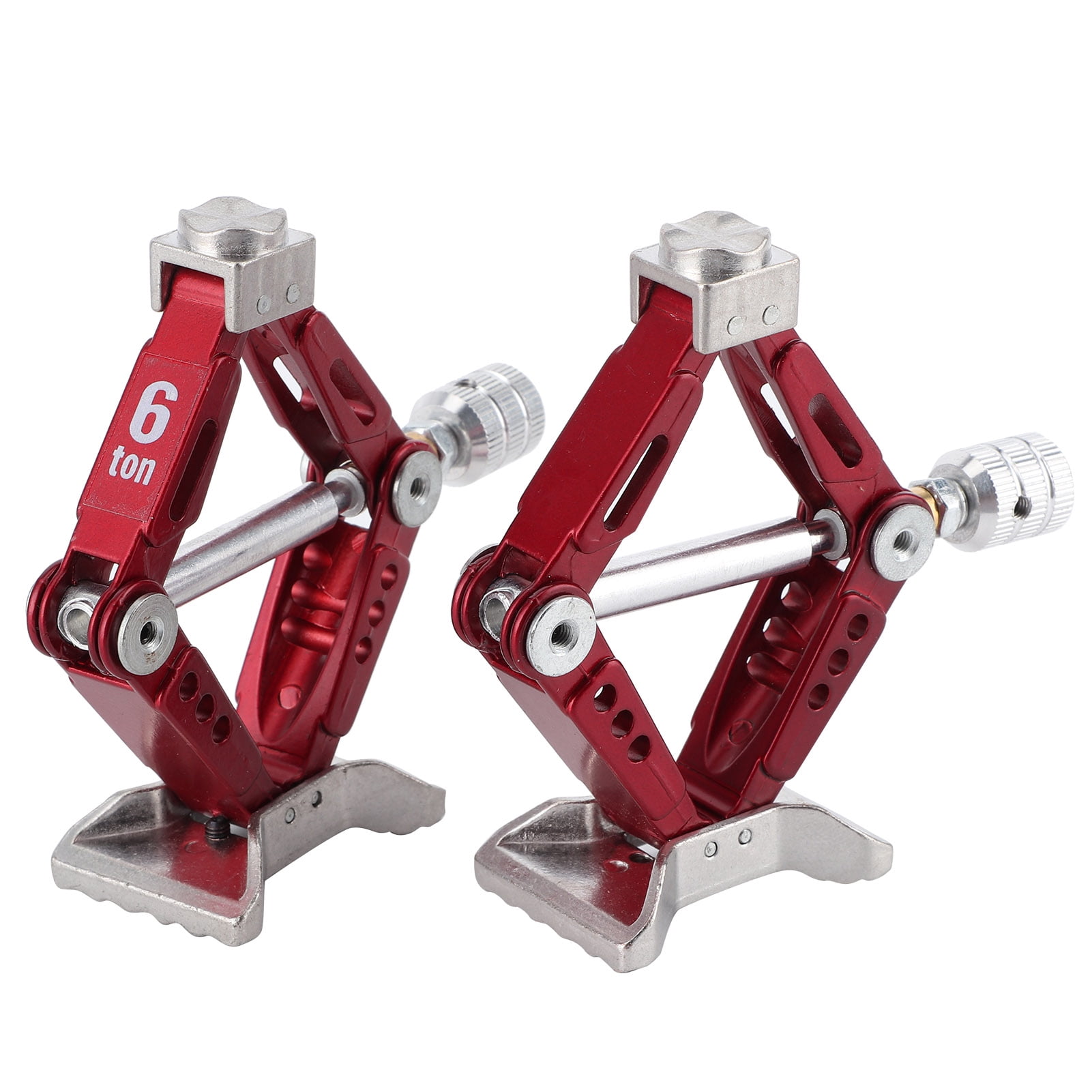 Jack Stands, 2Pcs Metal Universal Adjustable Lifting Jack Accessory for 1/10 RC Car Red,Alleviate Jack Hoisting Sinkage,