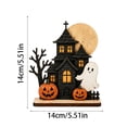 thumbnail image 3 of Halloween Pumpkin Decor 5.5 Inch Wooden Jack O Lantern Stack with Witch Hat Spooky Tabletop Accent for Indoor Holiday Home Display, 1 Pack, 3 of 6