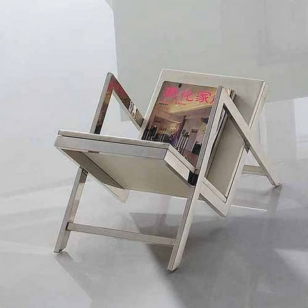 Riga Magazine Stand In Stainless Steel With Glass