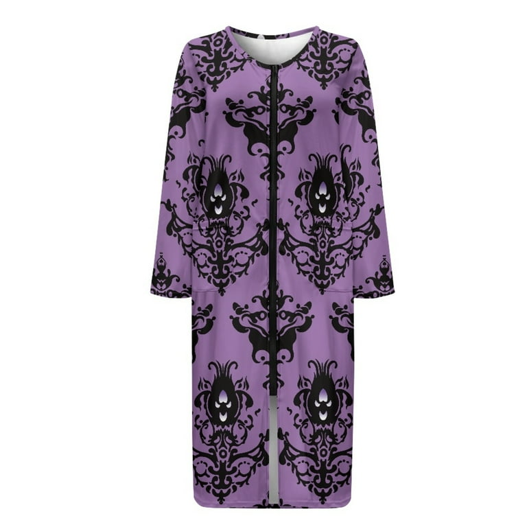 ladies purple dressing gown Yuyamidu Purple Gothic Women Bath Robes Female Zipper Front Long Sleeves  Bathrobe Halloween Housecoat Nightgown Size S Soft Mid-Length Pjs  Sleepdress Ladies Lounge Dresses