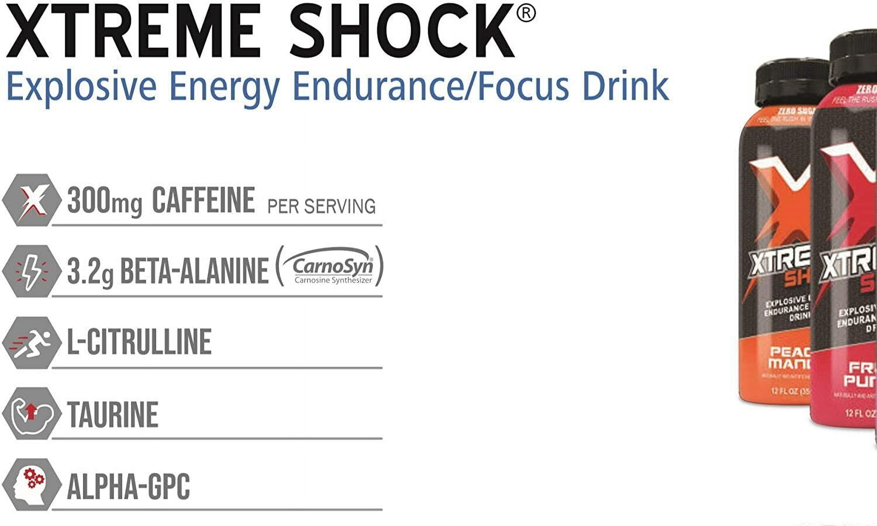 Xtreme Shock RTD Pre-Workout Energy Drink, Fruit Punch, Sugar Free 12 fl oz, Pack of 12