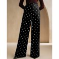 thumbnail image 6 of JUUNthy Womens Polka Dot Dress Pants, Flat Front High Rise Wide Leg Formal Office Daily Palazzo Trousers with Pockets Navy Blue S, 6 of 12
