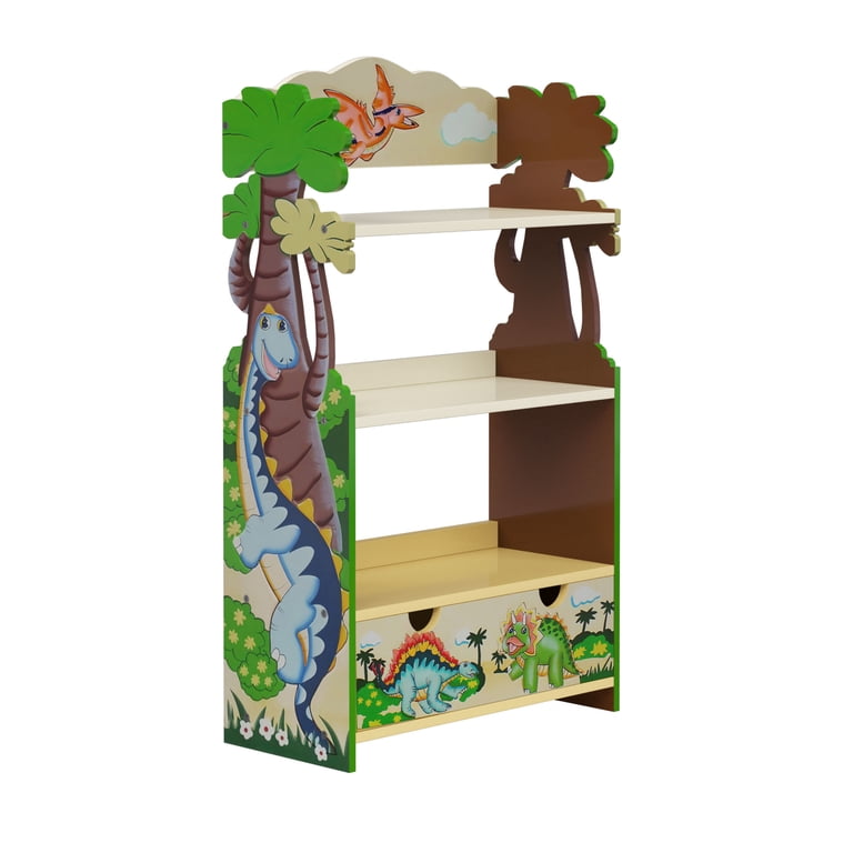 Fantasy Fields Dinosaur Kingdom Kids 3-Tier Bookshelf with Drawer